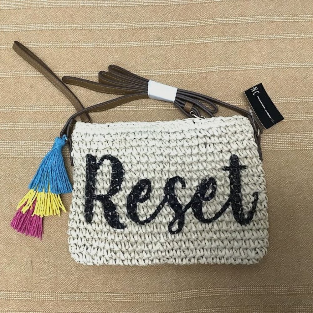INC International Concepts Straw Reset Crossbody Purse - NWT